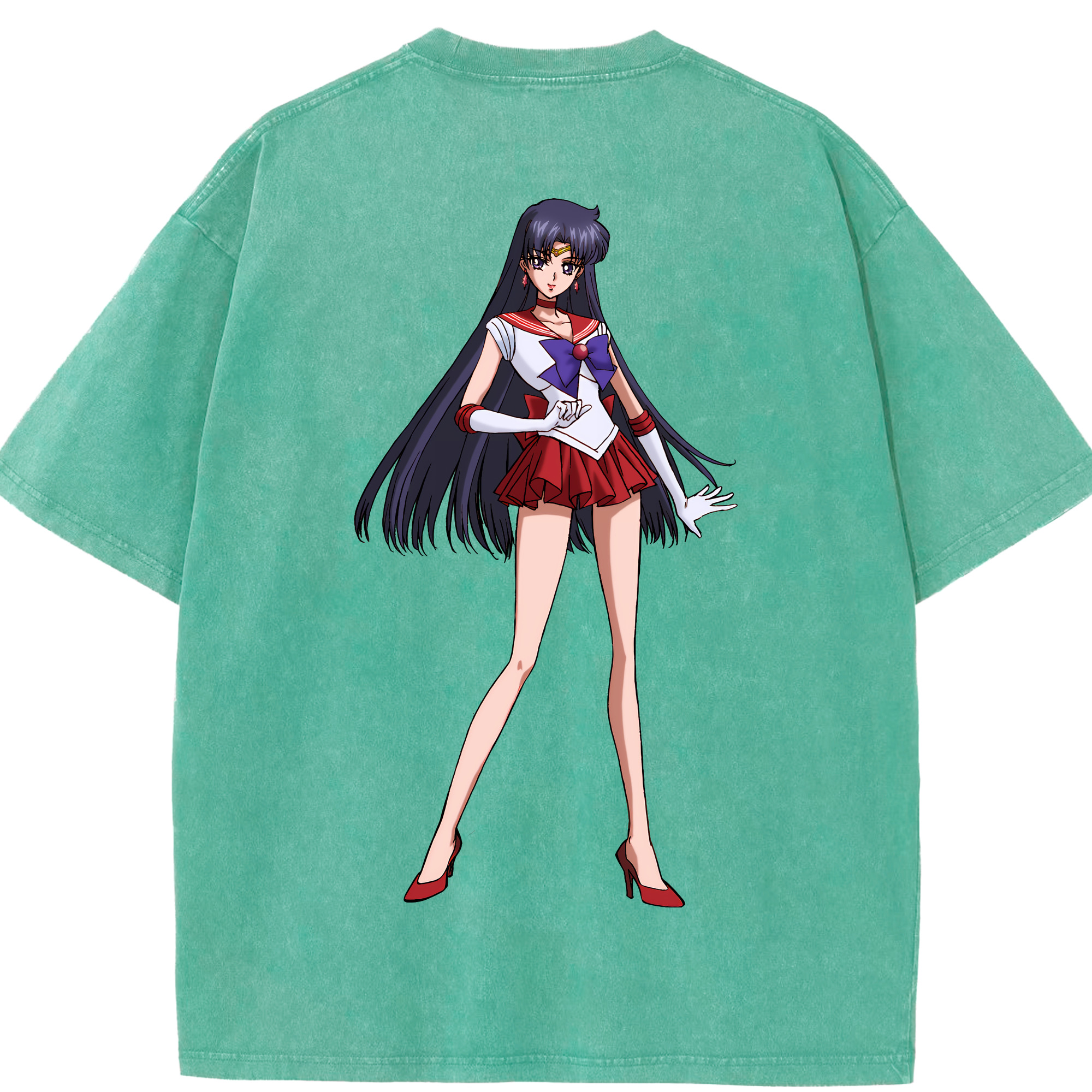 （画像用） 美少女戦士セーラームーン 火野レイ ひの レイ Sailor Moon Hino Rei （セーラーマーズ,Sailor Mars） 綿100% ヴィンテージ風 半袖Tシャツ（背面プリント）